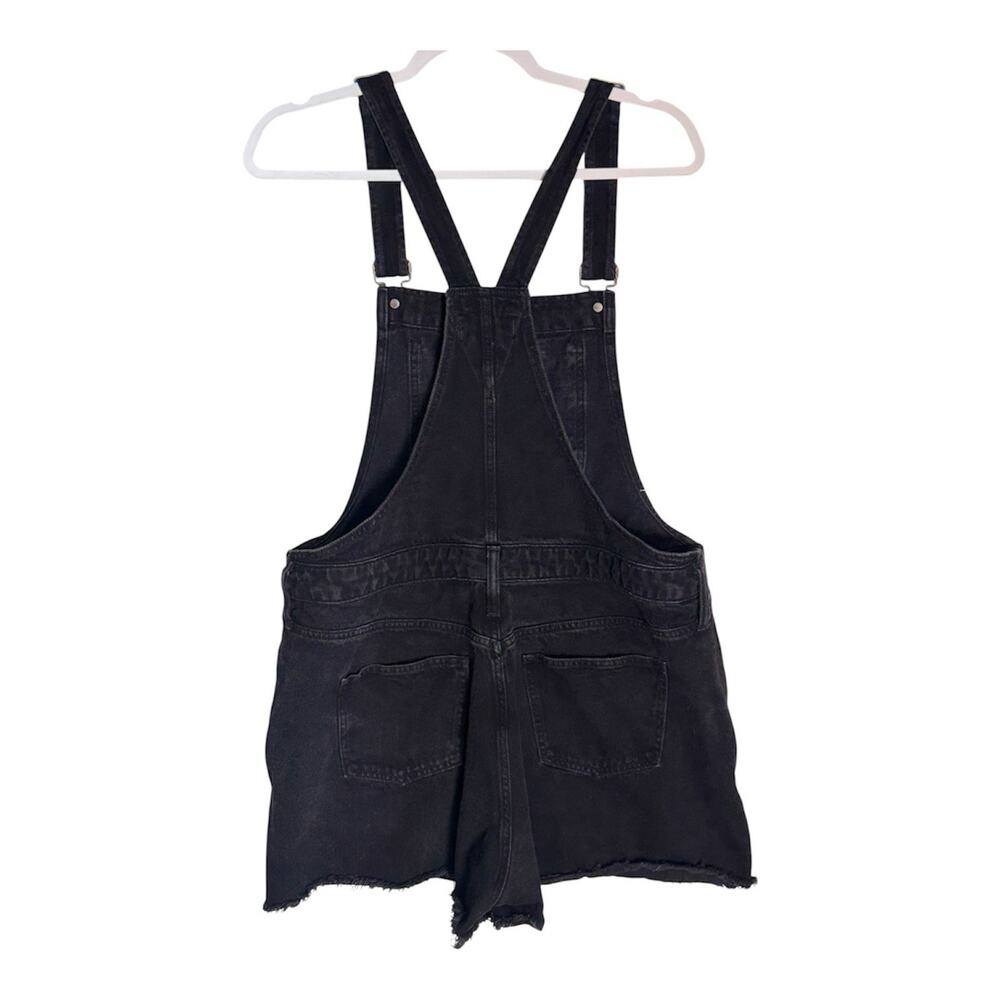 Madewell Womens Black Denim Overalls Shorts Frayed Hem Casual Cotton Summer XL - Picture 2 of 6